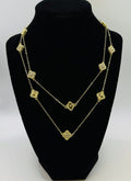 RG Long Gold/Crystal Clover Necklace