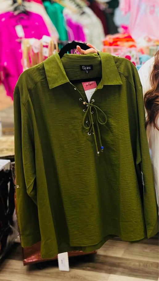 Curvy Olive Oil Top