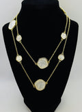 RG Long White Glass Necklace