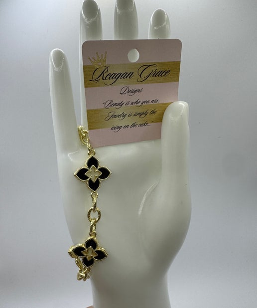 RG Black Triple Starflower Bracelet