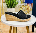 Lets Mesh Around Corky Black Slip On Wedges