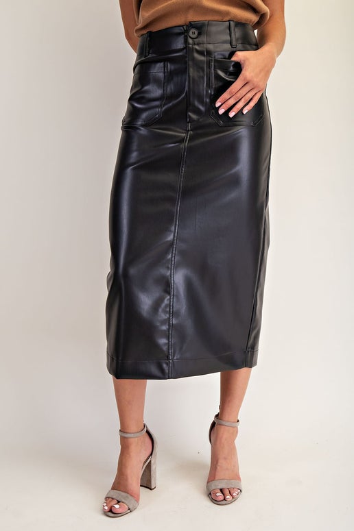 Penelope Pleather Midi Skirt