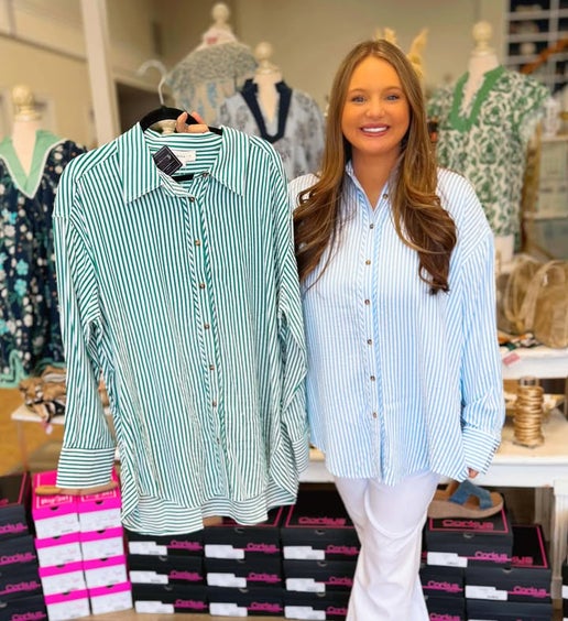 Curvy Seer Sucker Striped Sally Top