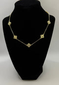 RG Gold & Crystal Clover Necklace