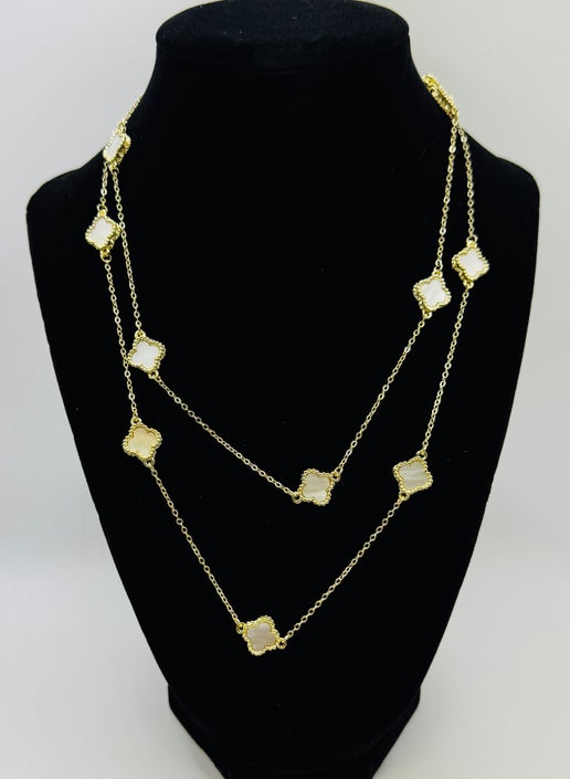 RG Long White Clover Necklace