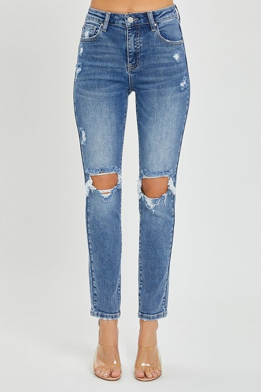 Dani High Rise Distressed Skinny Ankle Risen Jeans