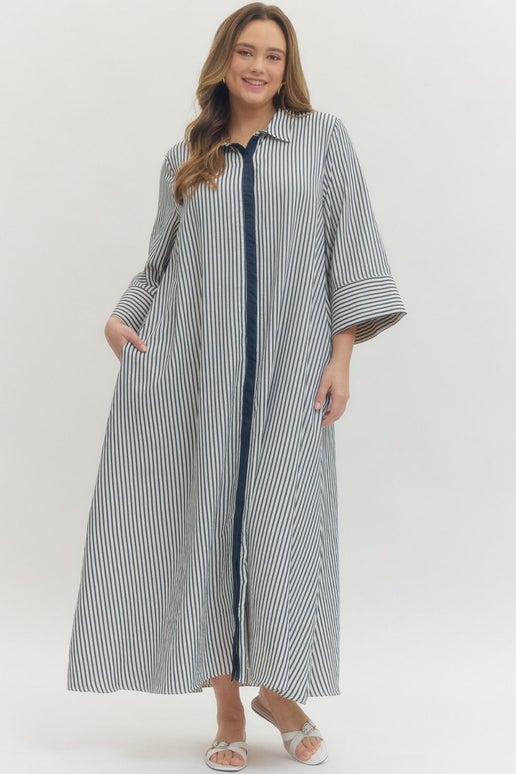 Curvy Julianna Striped Midi Dress
