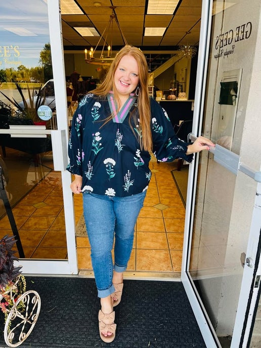 Curvy Tristan Floral Long Sleeve Top