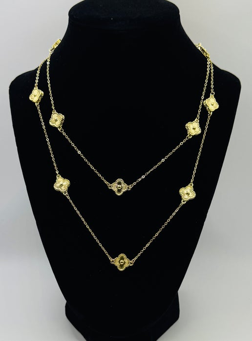 RG Long Gold Clover Necklace