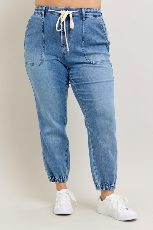 Curvy Judy Blue Denim Joggers