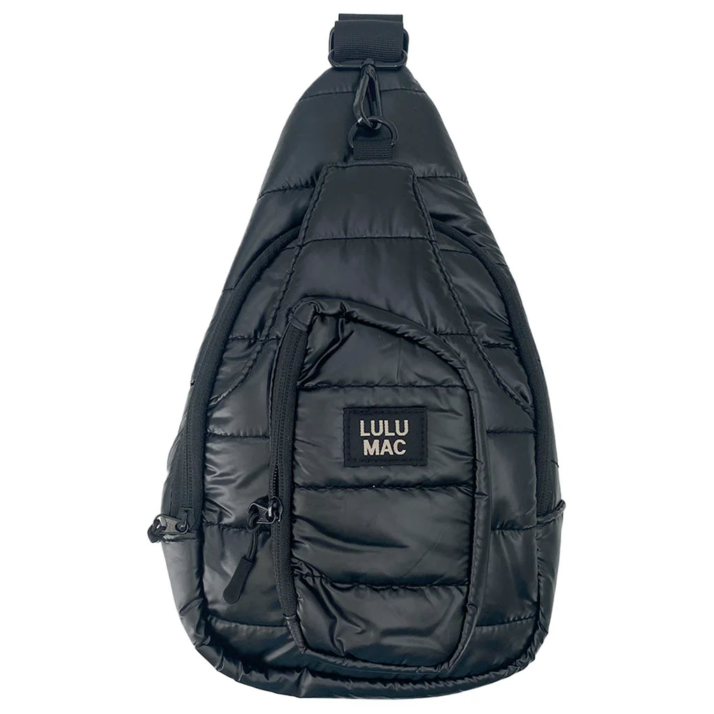 Lulu Mac Matte Black Metallic Puffer Sling Bag