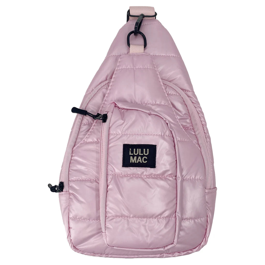 Lulu Mac Rose Gold Metallic Puffer Sling Bag