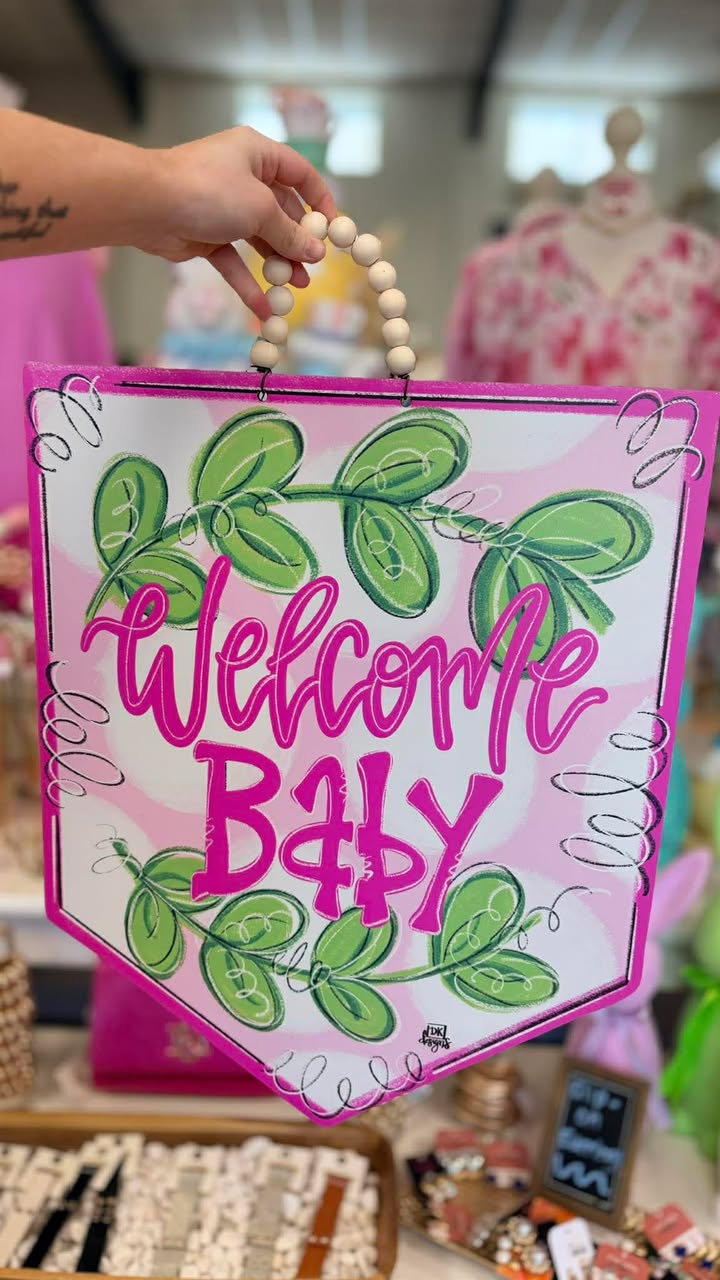 Pink Baby Pennant Door Hanger