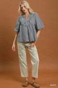Penelope Plaid Smocked Front Yoke Top