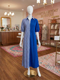 Adrienne Blakely Split Color Royal Gingham Maxi Dress