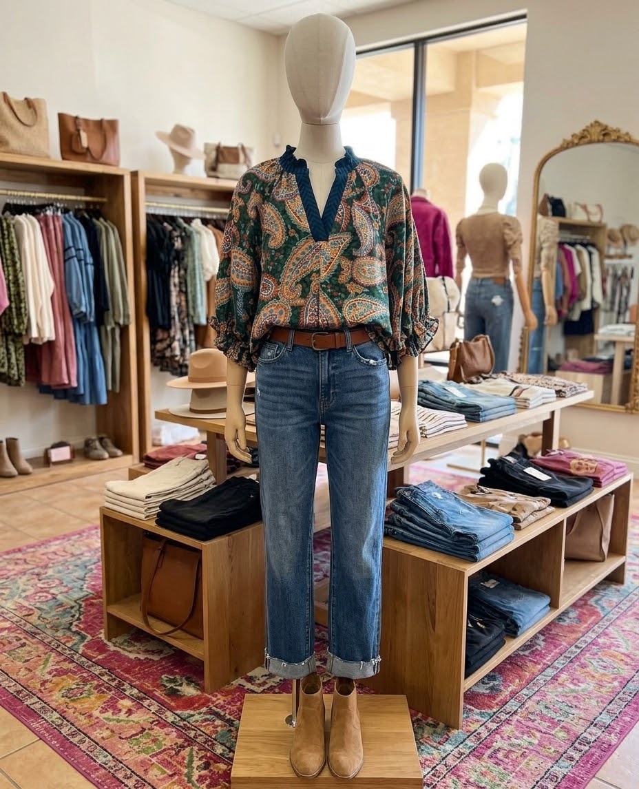 Evelyn Paisley Print Top