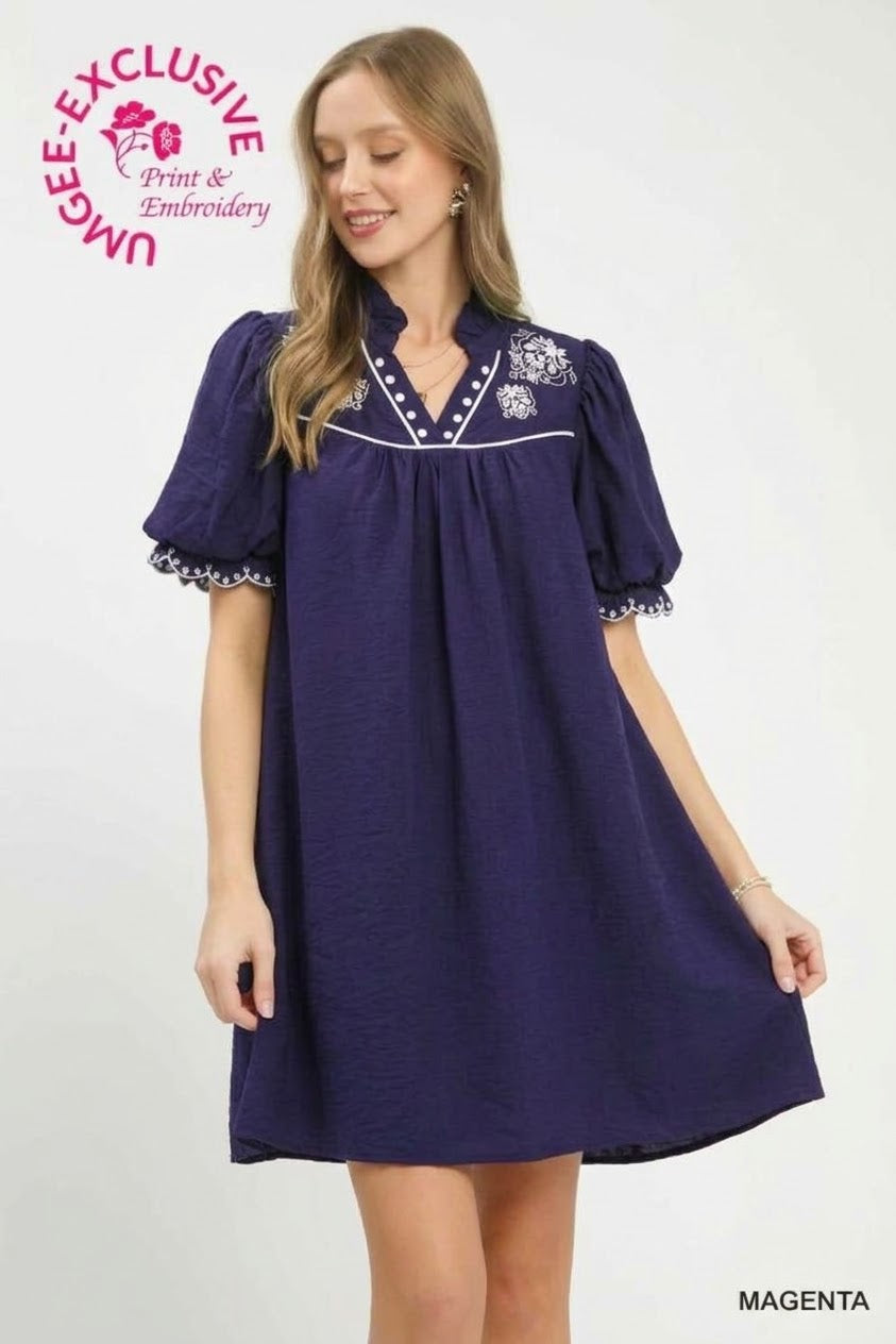 Carole Scalloped Detail Mini Dress