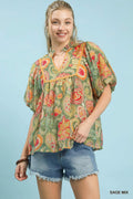 Curvy Sara Jane Paisley Blouse