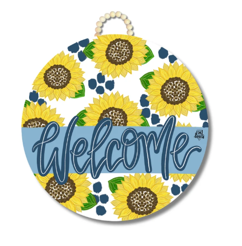 DK Navy Sunflower Welcome Door Hanger