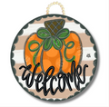 DK Tan Pumpkin Circle Welcome Door Hanger