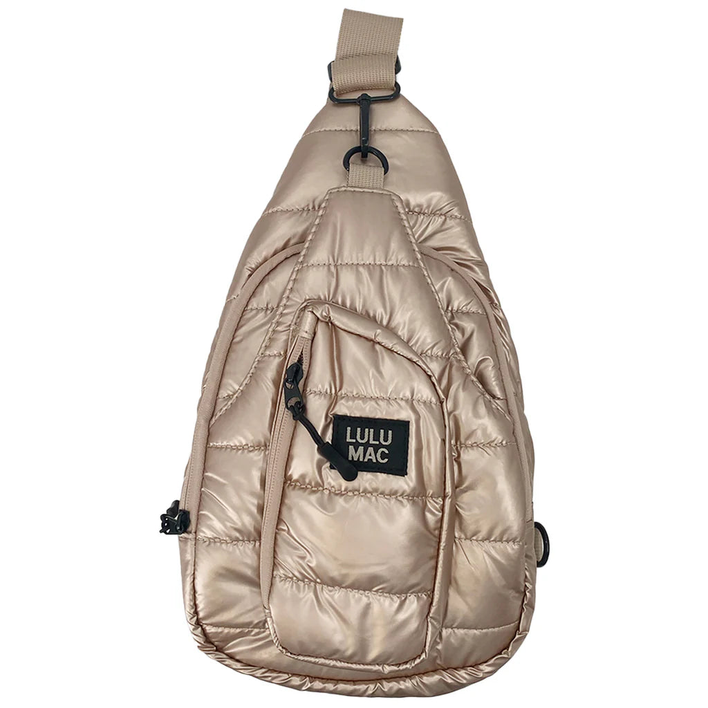 Lulu Mac Champagne Puffer Metallic Sling Bag